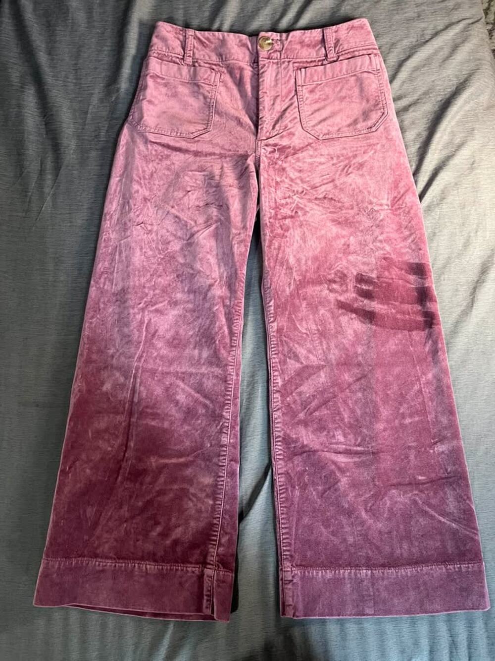 Mauve The Colette Velvet Wide Leg Pants Full Length Sz 30